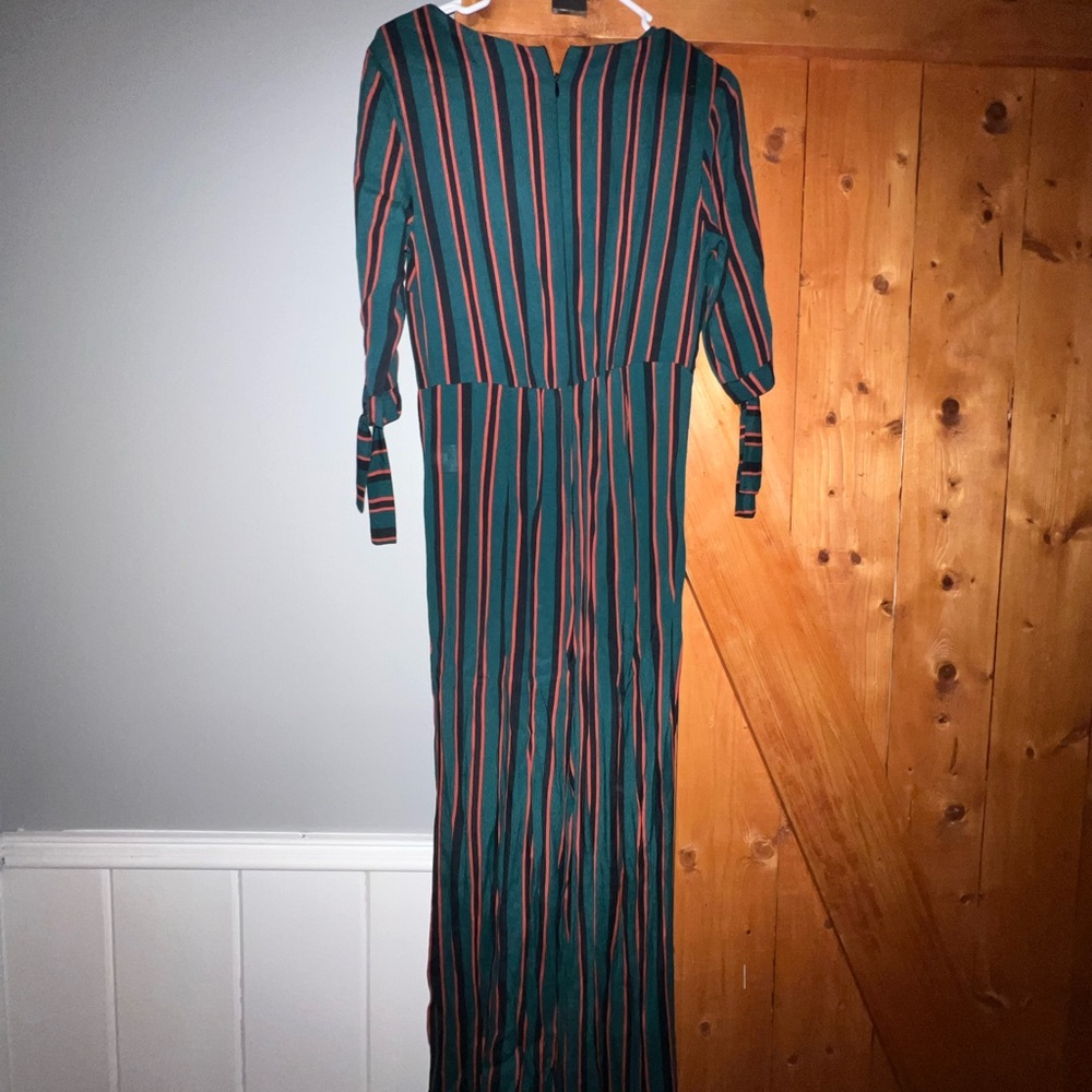 Green, orange and black striped jumpsuit